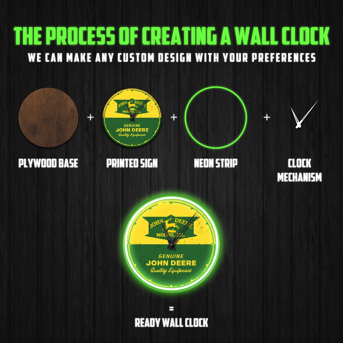 JOHN DEERE NEON CLOCK