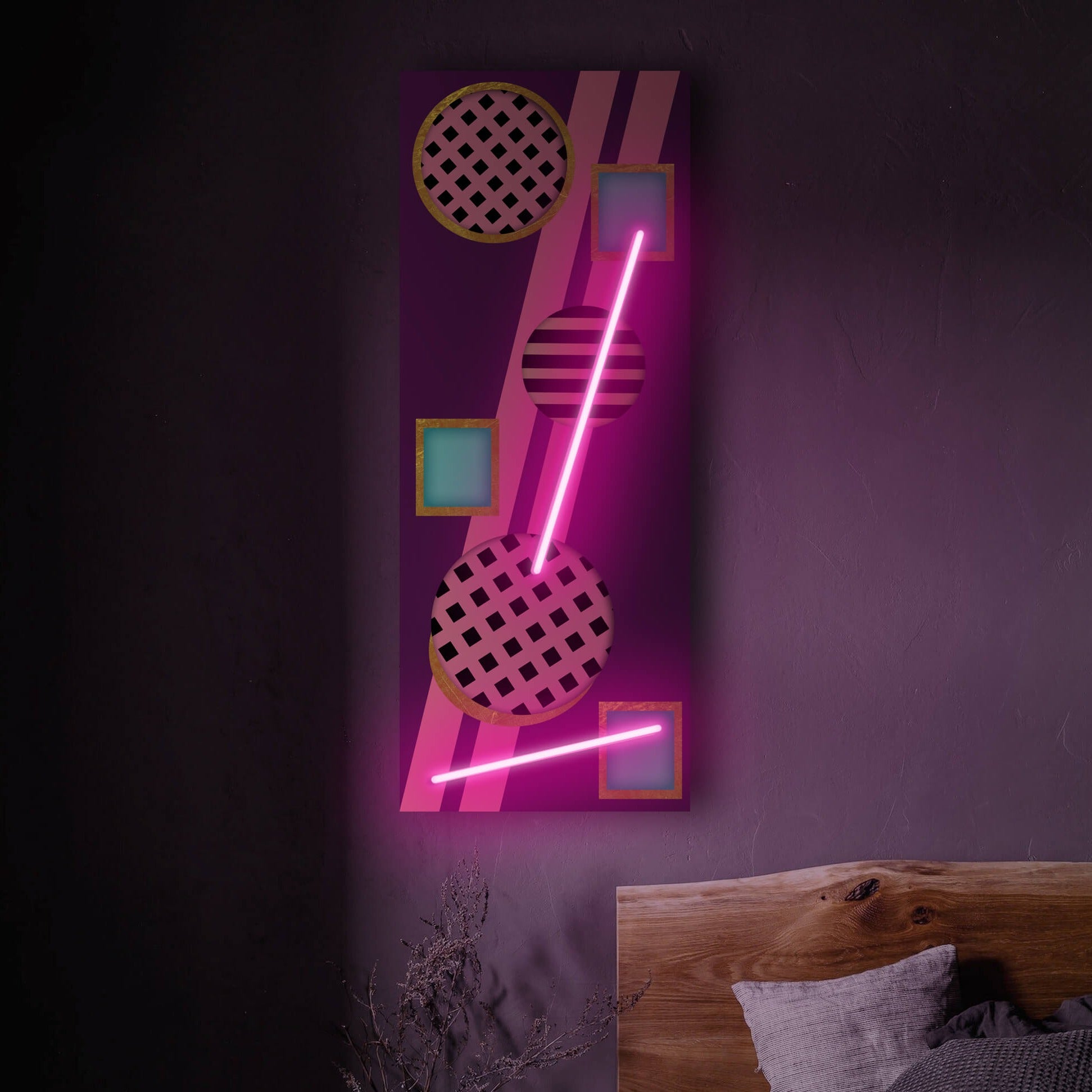 geometric neon wall art