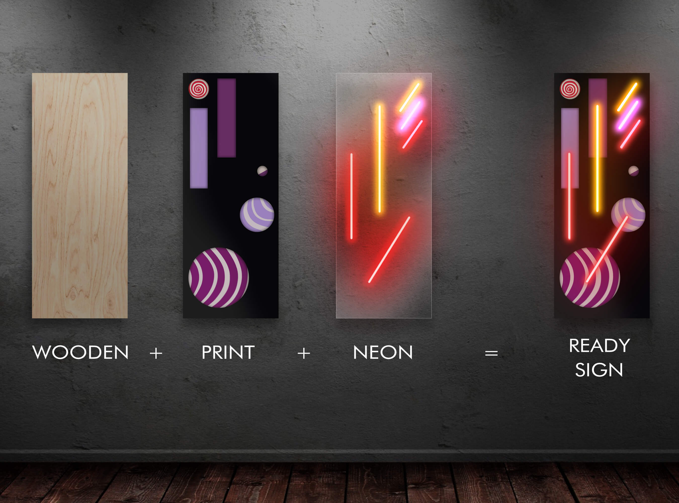 geometric neon wall art