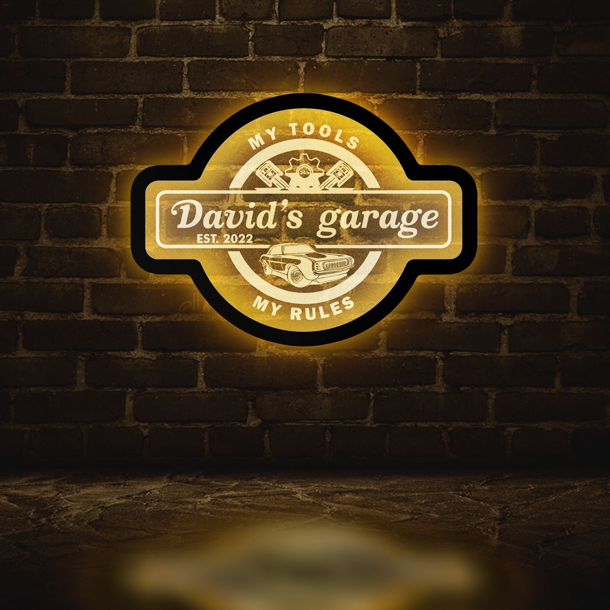 Garage light up sign