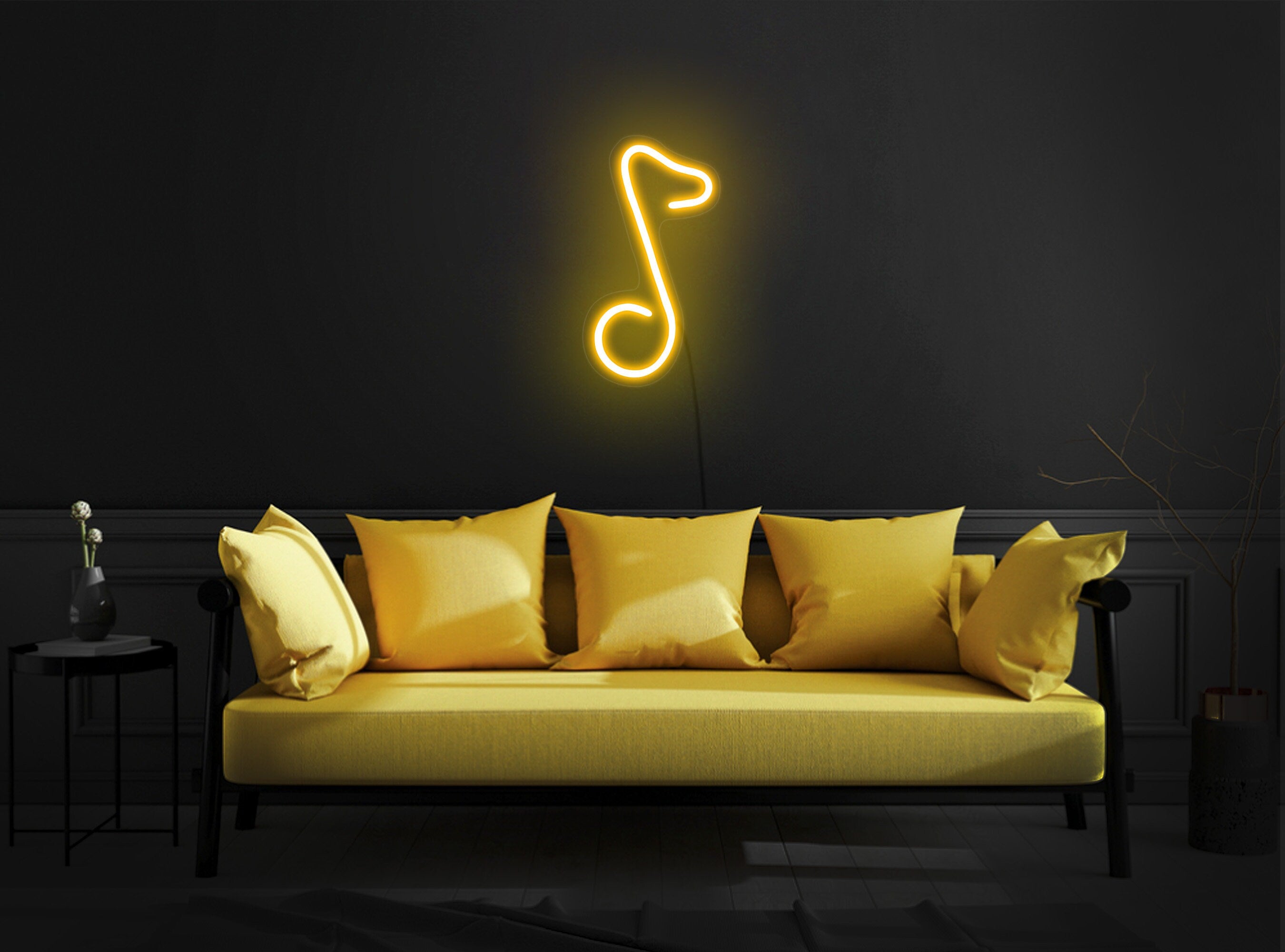 Music note neon sign