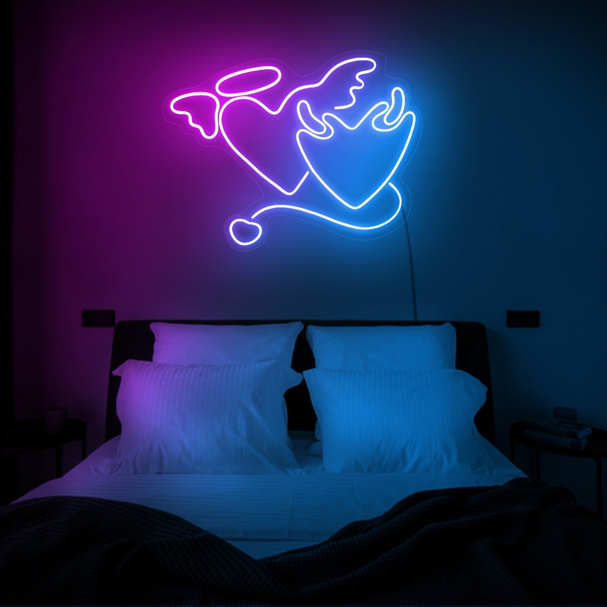 Angel and devil neon sign