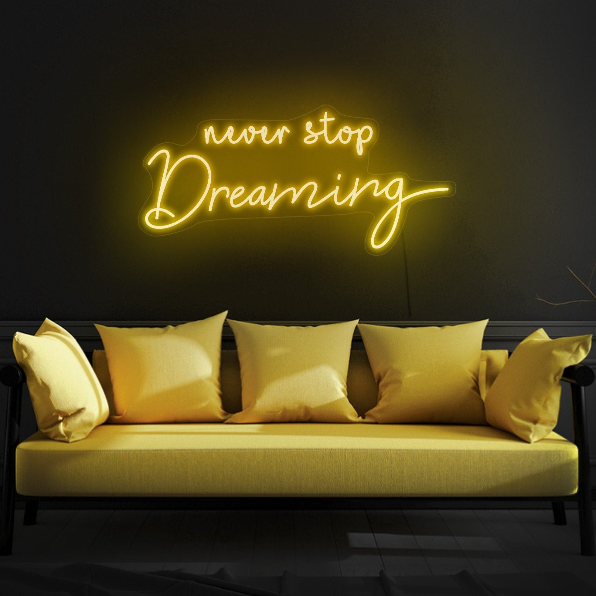 Never stop dreaming neon sign