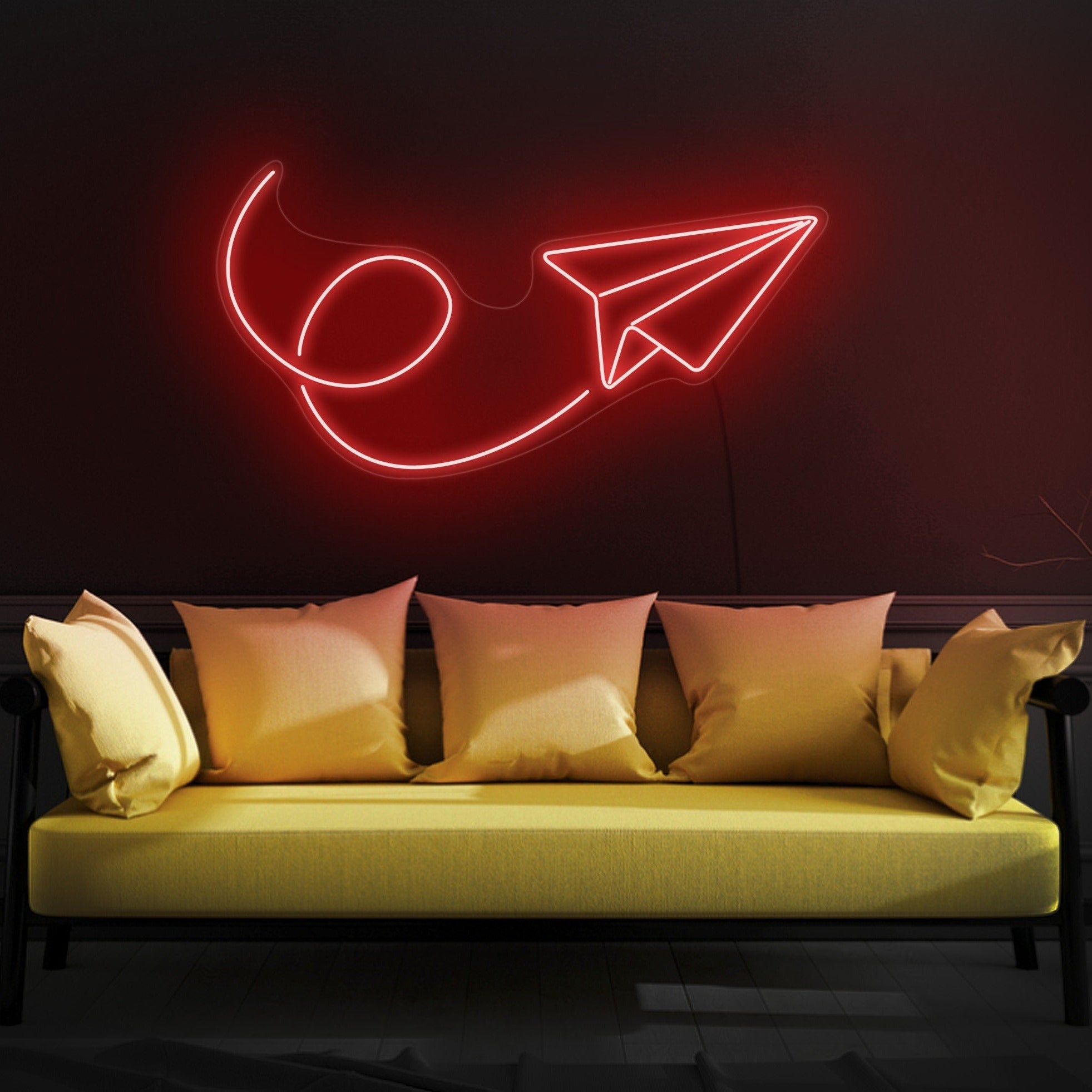 Paper airplane neon sign