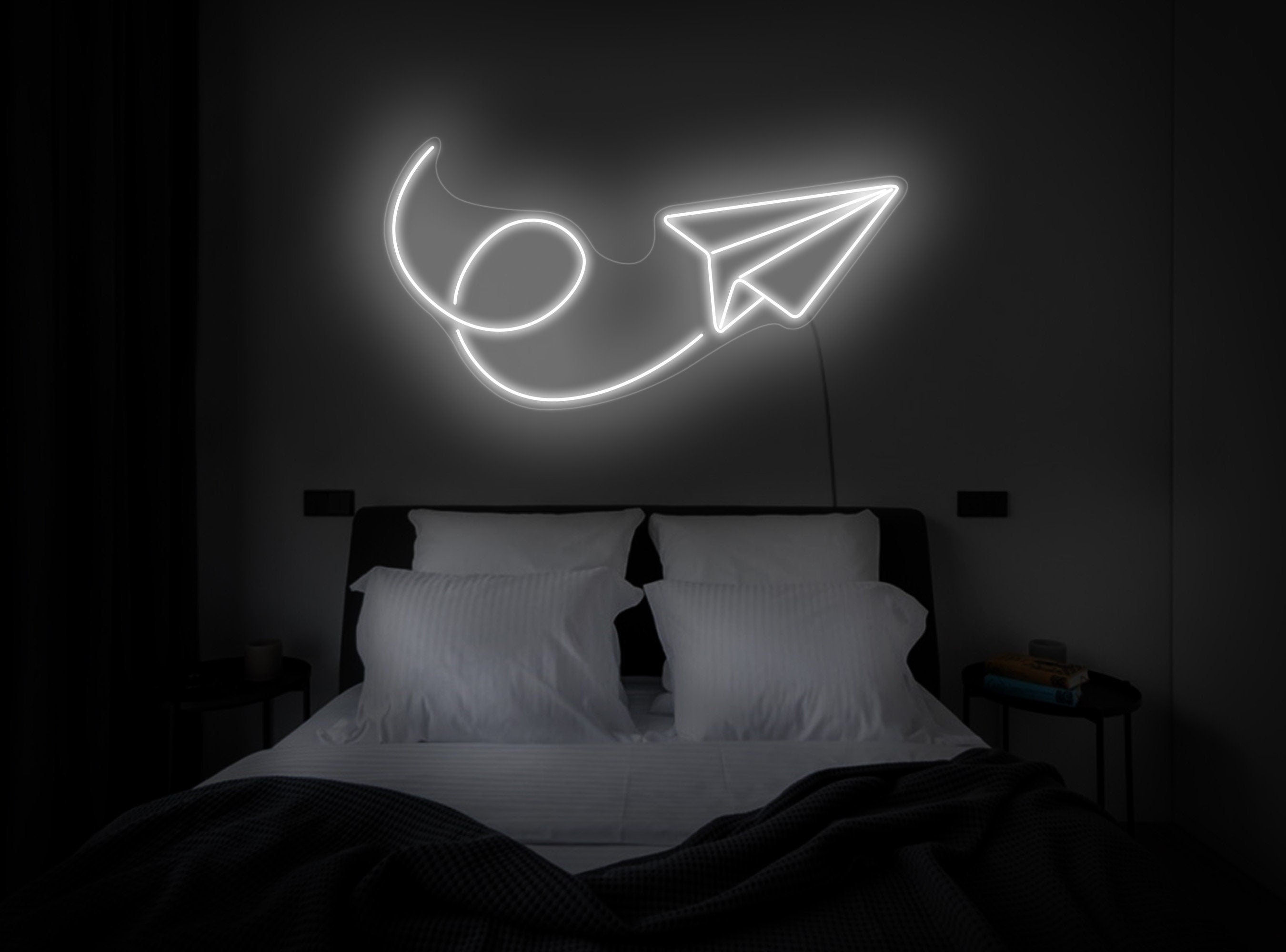 Paper airplane neon sign